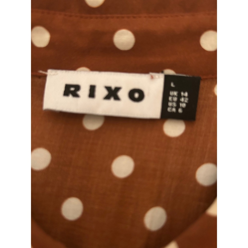 RIXO London Izzy Copper Polka Dot Midi Dress Kate Middleton Style Size L US 10 - Picture 6 of 9